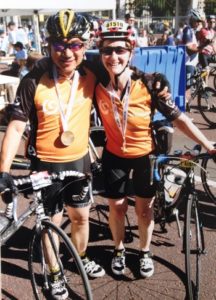 Dr Simon Cheung, medical acupuncturist at The Putney Clinic of Physical Therapy, participating in the Prudential London Surrey Cycle ride.