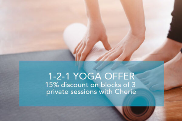 1-2-1 Yoga Offer. Get 15% discount on blocks of 3 private yoga sessions.